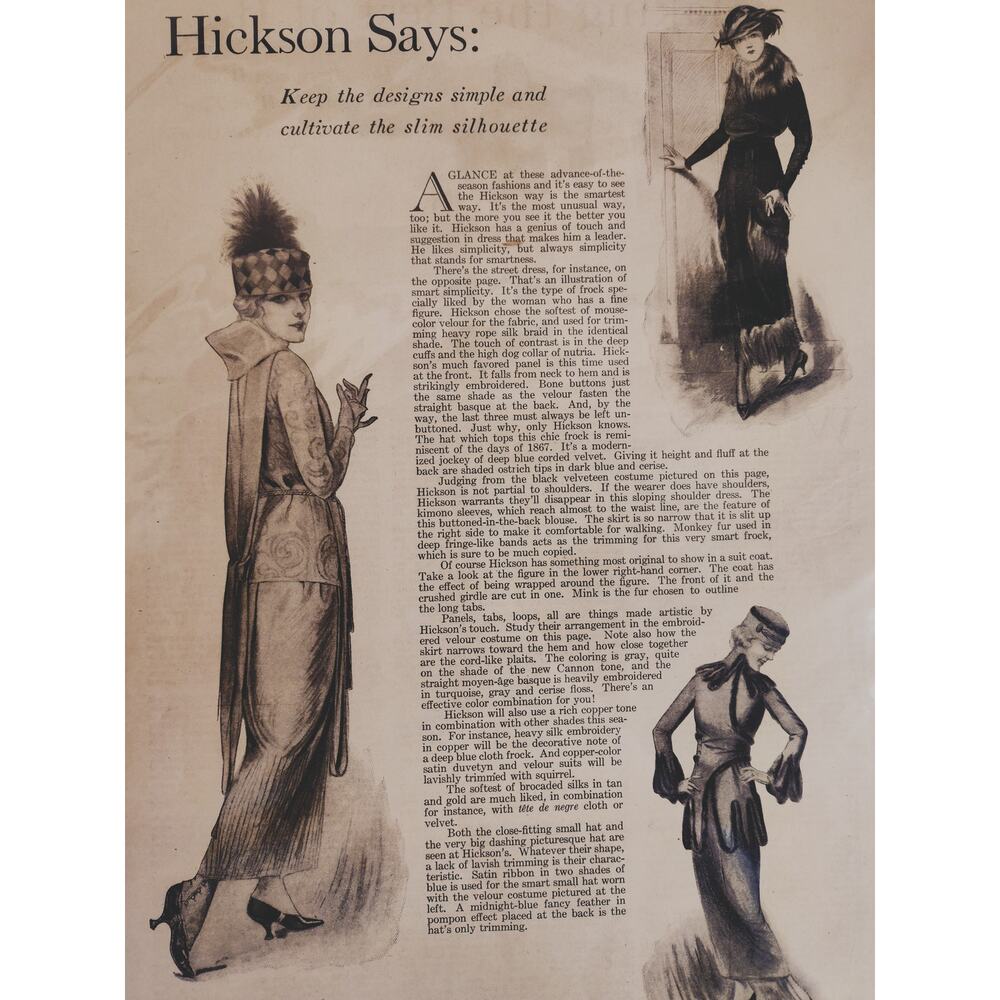 1918 Womens Fashions Cultivate Slim Silhouette Original Vtg PRINT ARTICLE